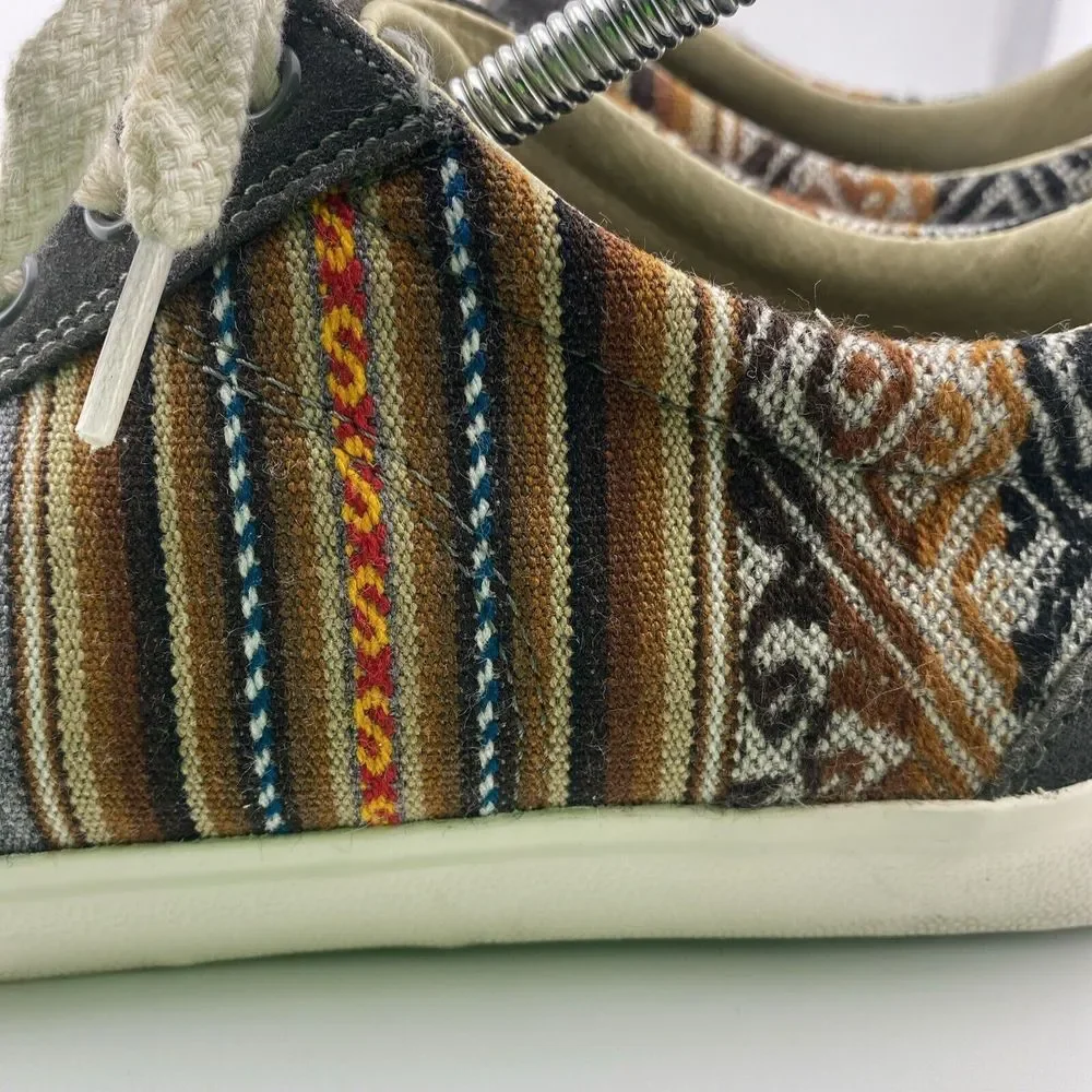 Inkkas  Canvas/Suede Sneakers Boho Native Aztec Gray Brown Mens 11 Womens 13‎